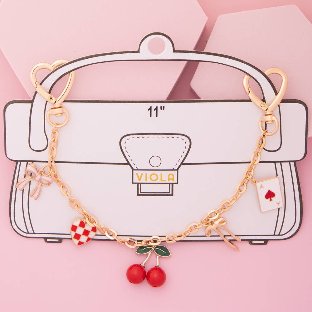 Whimsical Theme Bag Chain Charm with Enamel Trinkets