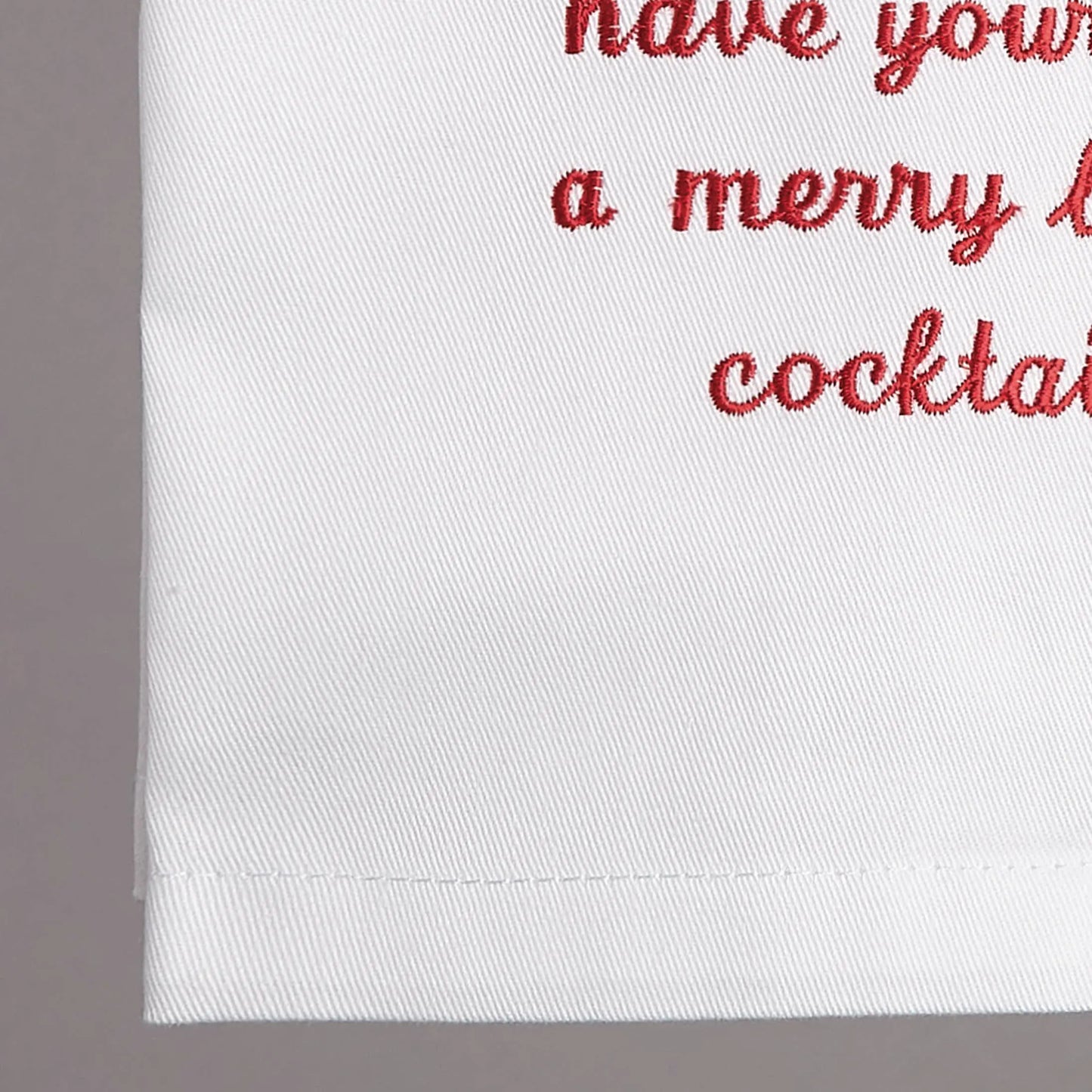 Merry Little Cocktail Embroidered Kitchen Towel Peking Handicraft