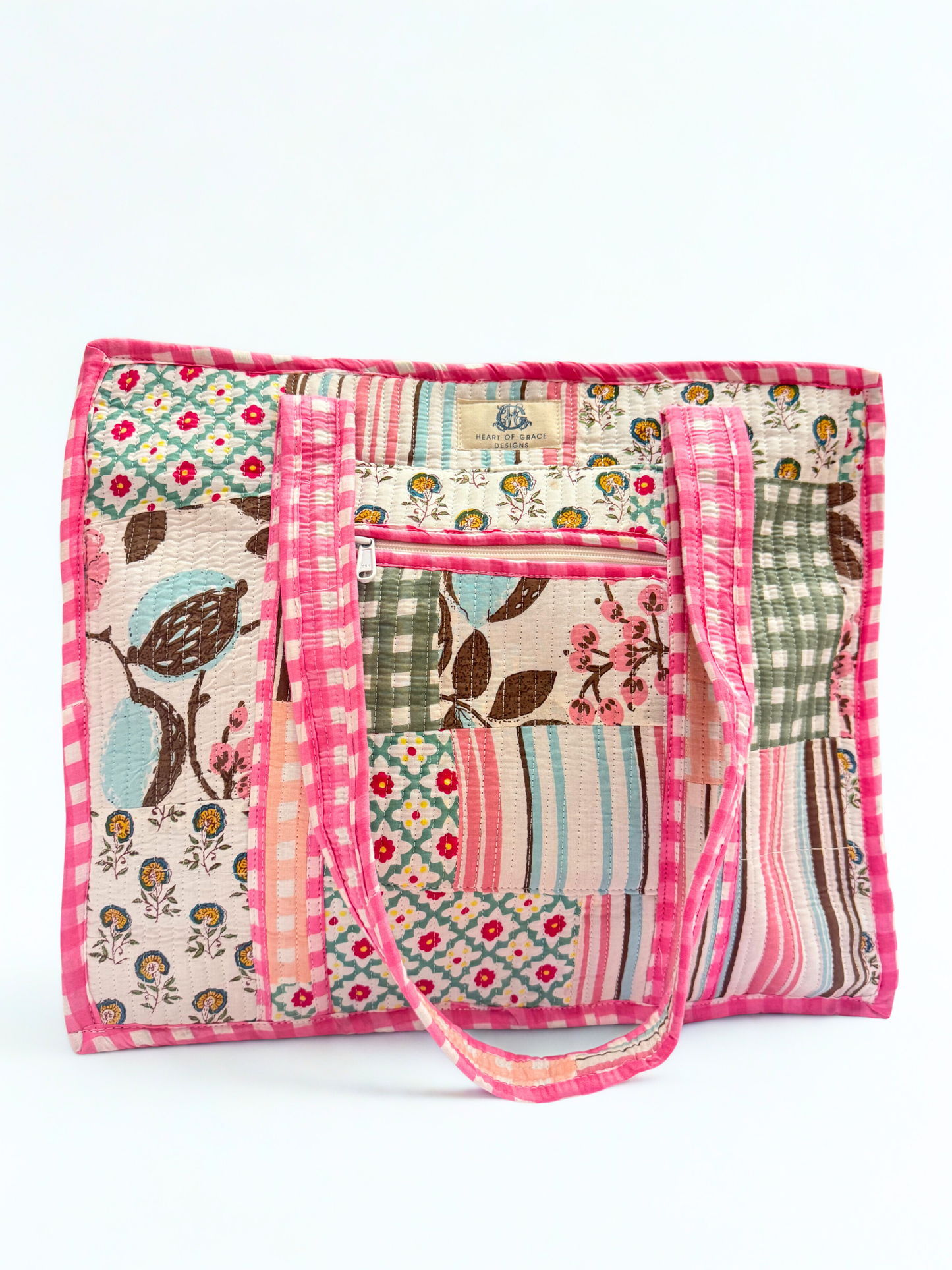 Rose Chapelle | Large Quilted Zipper Tote Bag