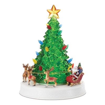 Rotating Musical LED Christmas Tree w/Santa and Sleigh