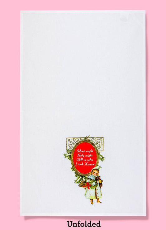 Silent Night I Took Xanax dishtowel Christmas kitchen towel