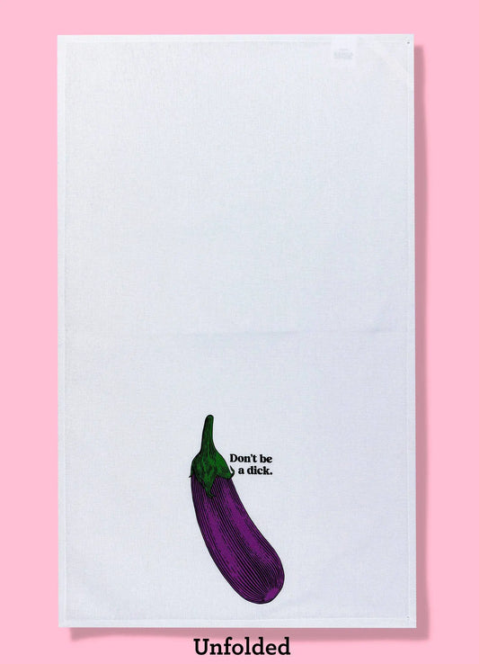 Don't Be A Dick dishtowel kitchen towel | eggplant retro Bad Grandma Designs