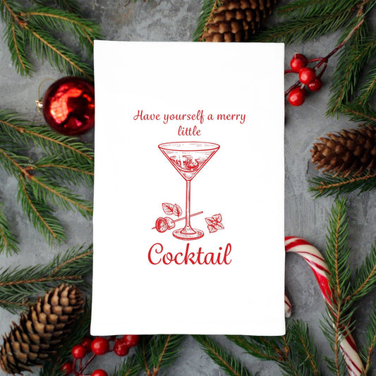 Christmas Cocktail Dish Towel | Tea Towels | Kitchen Towels
