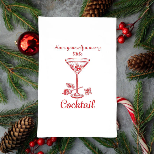 Christmas Cocktail Dish Towel | Tea Towels | Kitchen Towels Green Bee Tea Towels