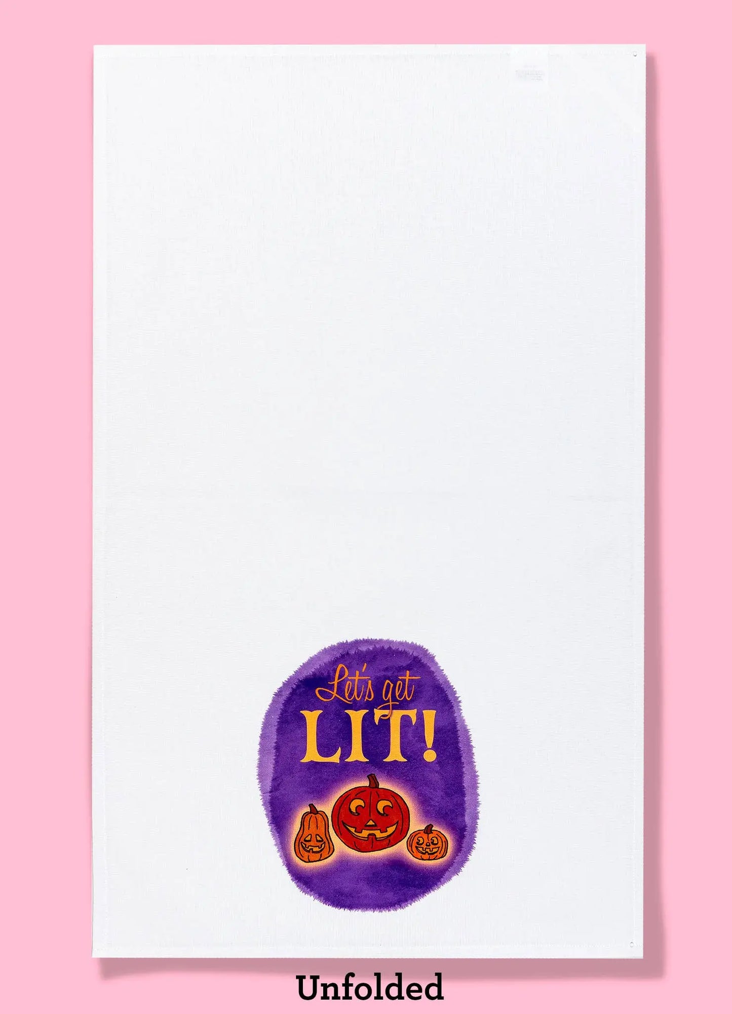 Let's Get Lit kitchen towel dishtowel | Halloween pumpkins Bad Grandma Designs