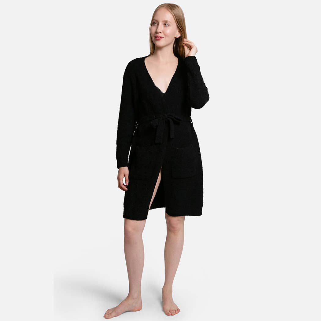 Solid Color Soft Robe with Happy Face