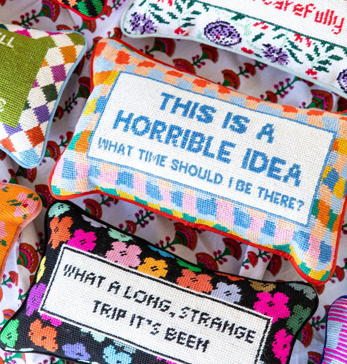 Horrible Idea Needlepoint Pillow Furbish Studio