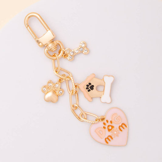 Bag Charm Keychain with Enamel and Crystal Embellished