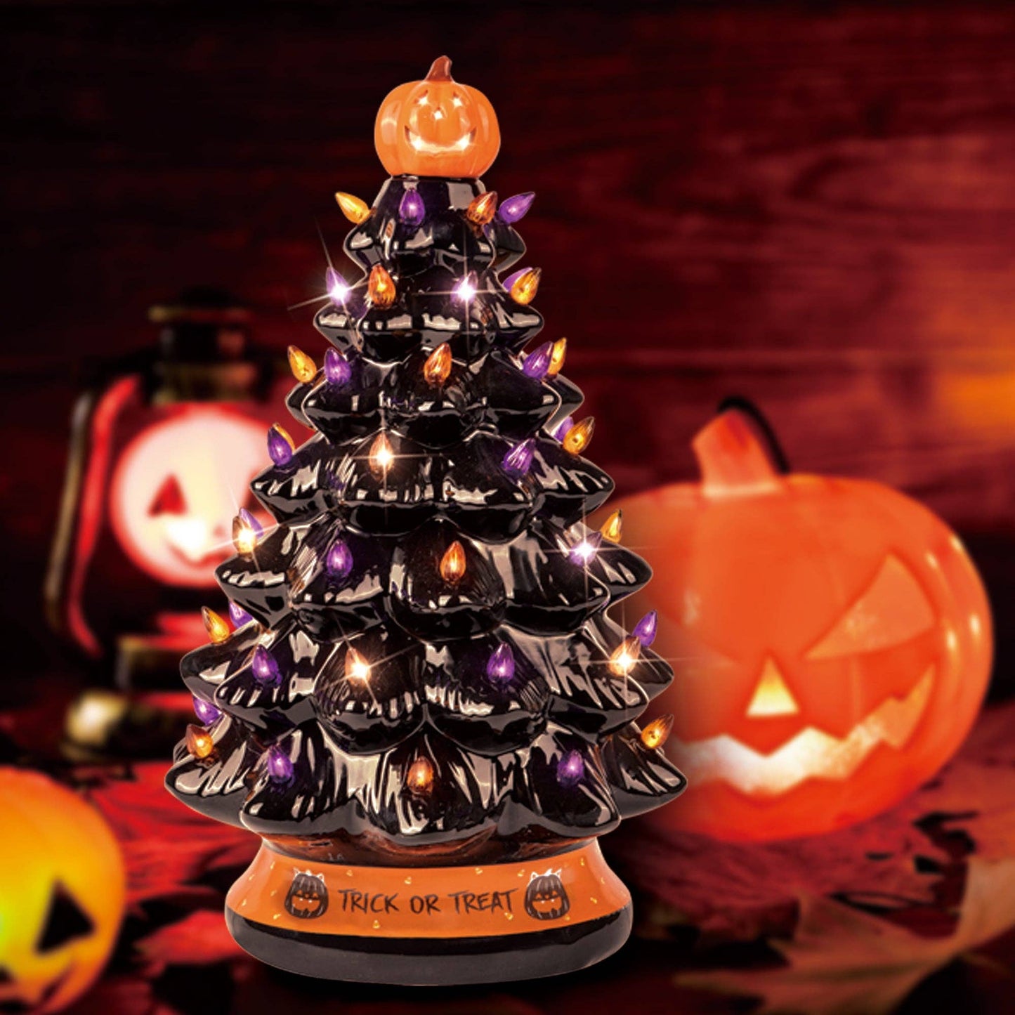 Black Ceramic Halloween Tree Decoration - 15-Inch