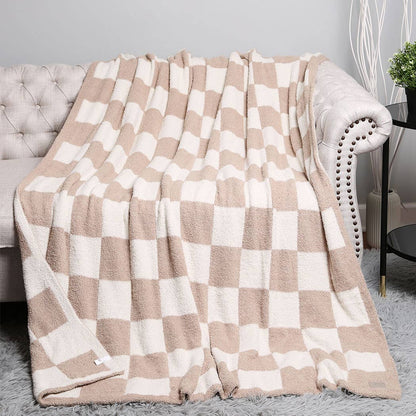 Checkerboard Patterned Throw Blanket: Pink / ONE SIZE