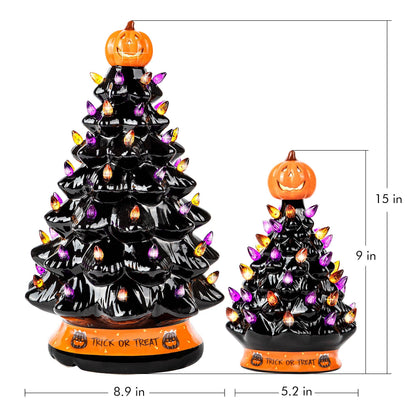 Black Ceramic Halloween Tree Decoration - 15-Inch