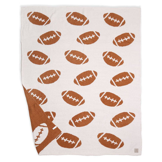 Football Patterned Throw Blanket: Brown / ONE SIZE