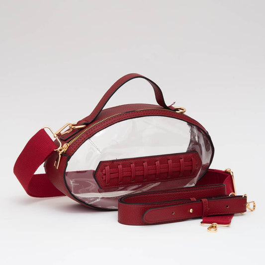 Game Day Football Style Clear Bag: Burgundy