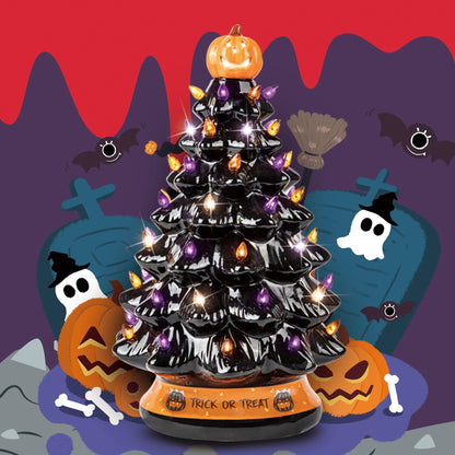 Black Ceramic Halloween Tree Decoration - 15-Inch