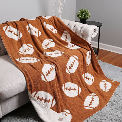 Football Patterned Throw Blanket: Brown / ONE SIZE