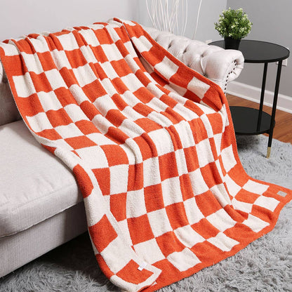Checkerboard Patterned Throw Blanket: Pink / ONE SIZE