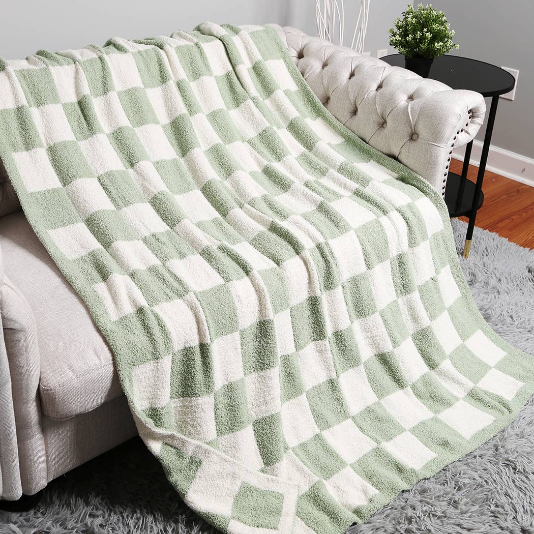 Checkerboard Patterned Throw Blanket: Pink / ONE SIZE