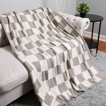 Checkerboard Patterned Throw Blanket: Pink / ONE SIZE