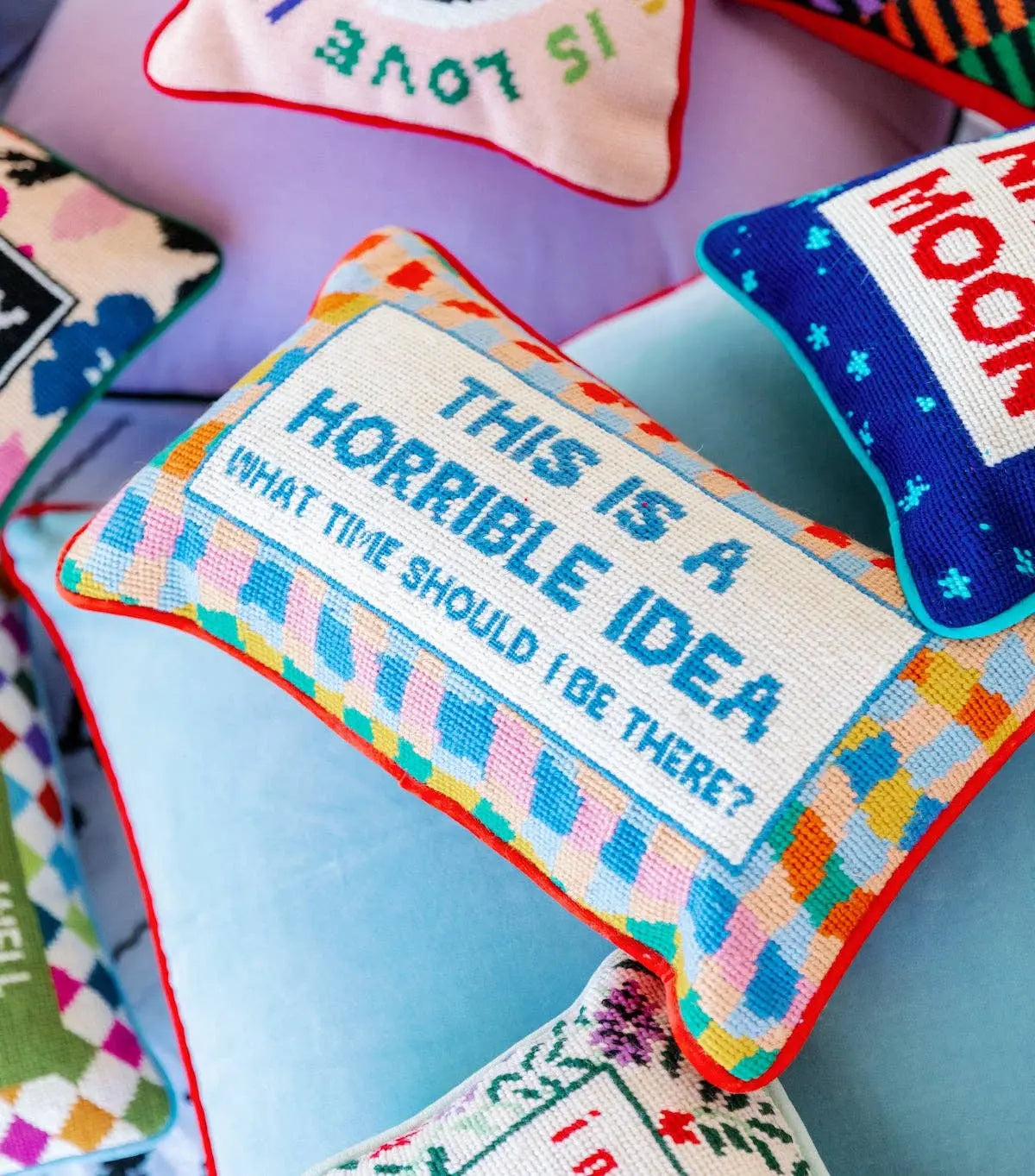 Horrible Idea Needlepoint Pillow Furbish Studio