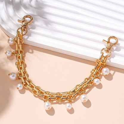 CHAIN BAG CHARM-CHAIN AND PEARLS | 40KC118: Gold