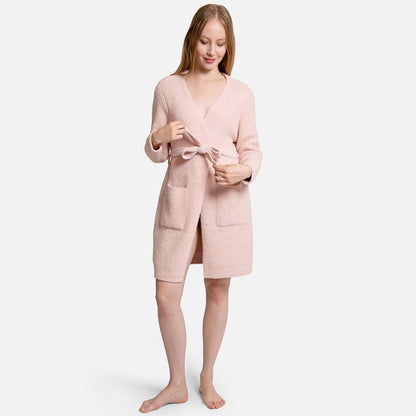 Solid Color Soft Robe with Happy Face