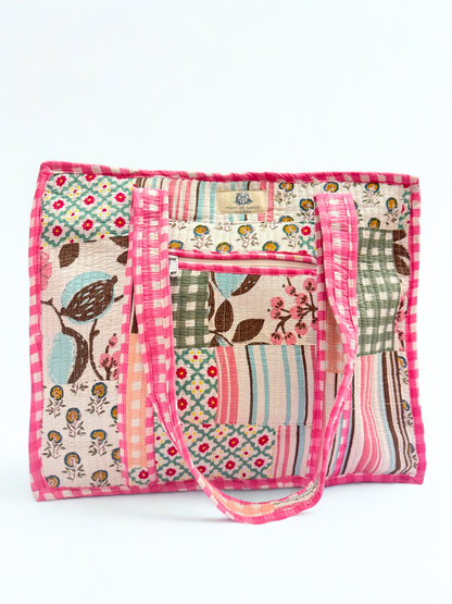 Rose Chapelle | Large Quilted Zipper Tote Bag