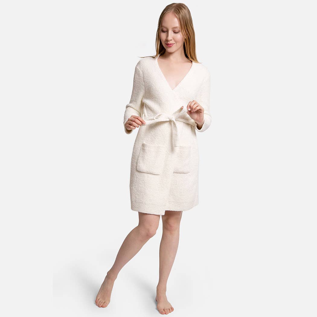 Solid Color Soft Robe with Happy Face