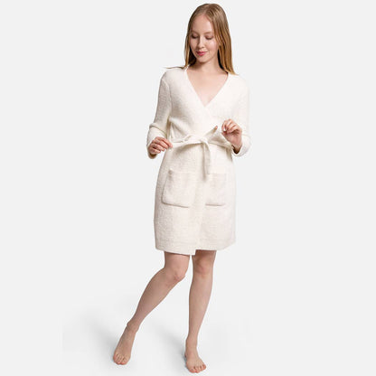 Solid Color Soft Robe with Happy Face