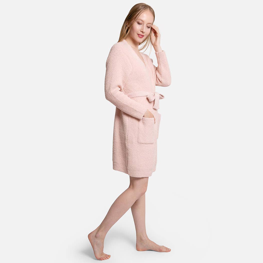 Solid Color Soft Robe with Happy Face