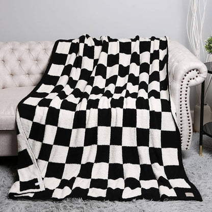 Checkerboard Patterned Throw Blanket: Pink / ONE SIZE