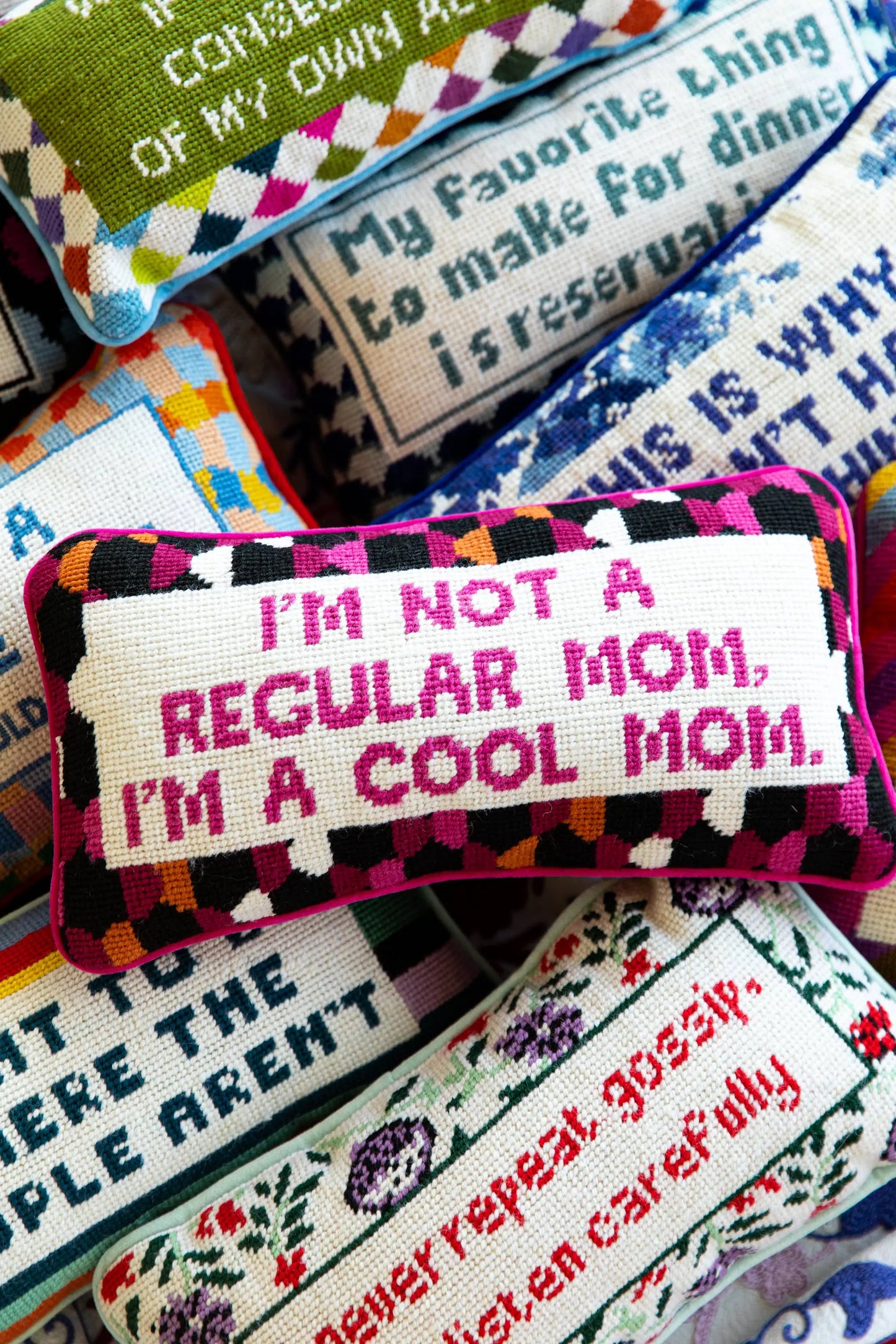 Cool Mom Needlepoint Pillow Furbish Studio