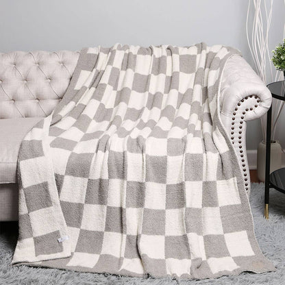 Checkerboard Patterned Throw Blanket: Pink / ONE SIZE
