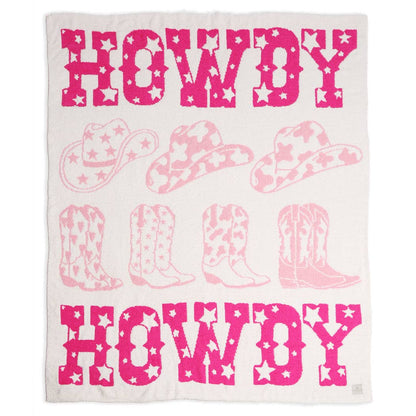 Howdy Western Theme Print Soft Throw Blanket: Pink / ONE SIZE