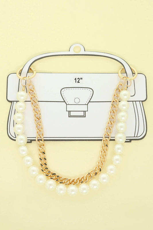 Dual-Strand Pearl and Curb Bag Chain