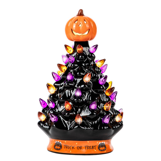 Black Ceramic Halloween Tree Decoration - 9 Inch