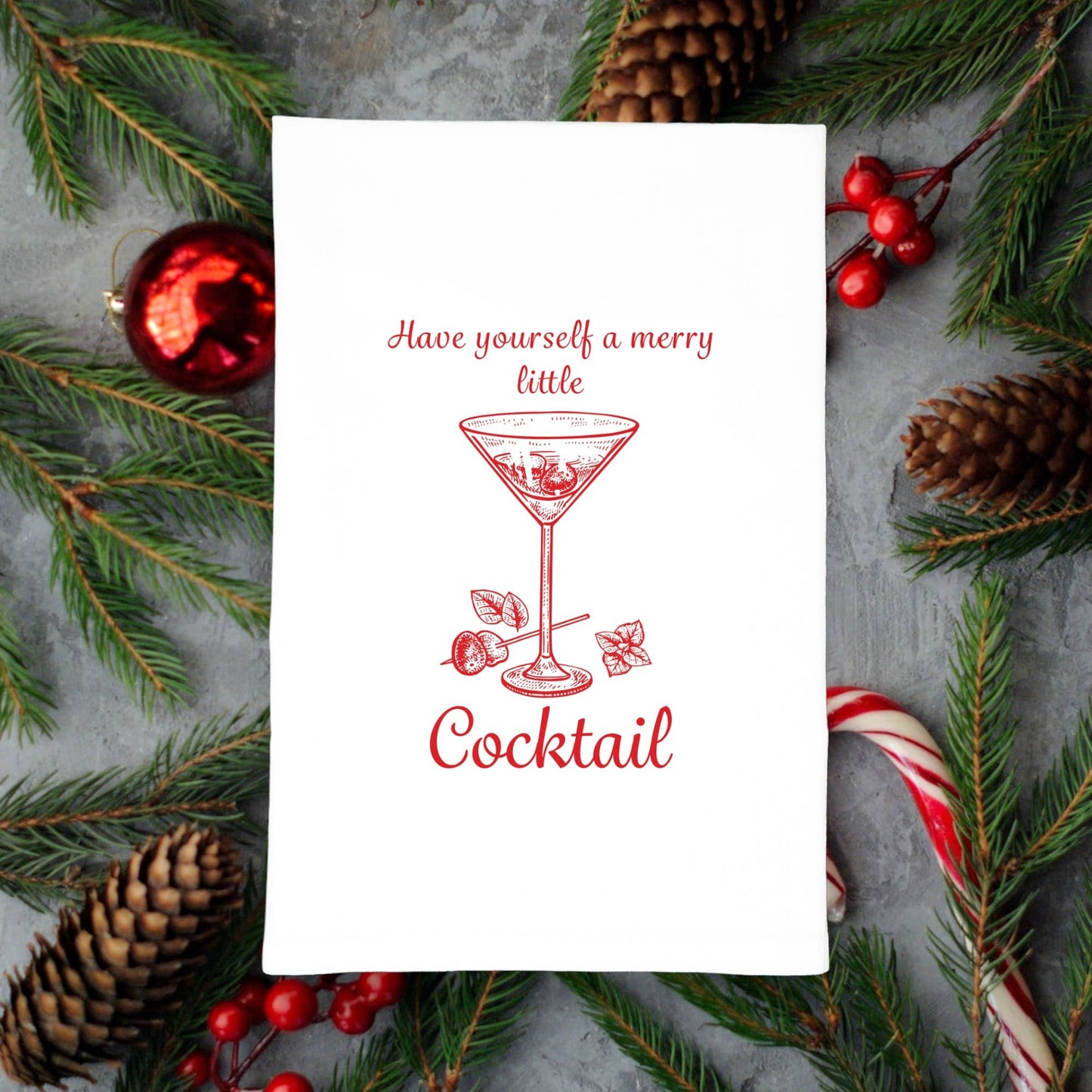 Christmas Cocktail Dish Towel | Tea Towels | Kitchen Towels