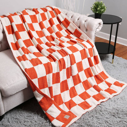 Checkerboard Patterned Throw Blanket: Pink / ONE SIZE