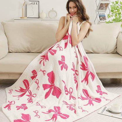 Ribbon Pattern Print Cozy Soft Throw Blanket : FUCHSIA / ONE SIZE