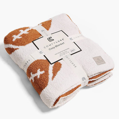 Football Patterned Throw Blanket: Brown / ONE SIZE