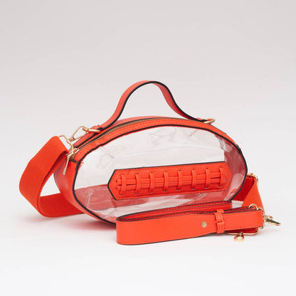 Game Day Football Style Clear Bag: Orange